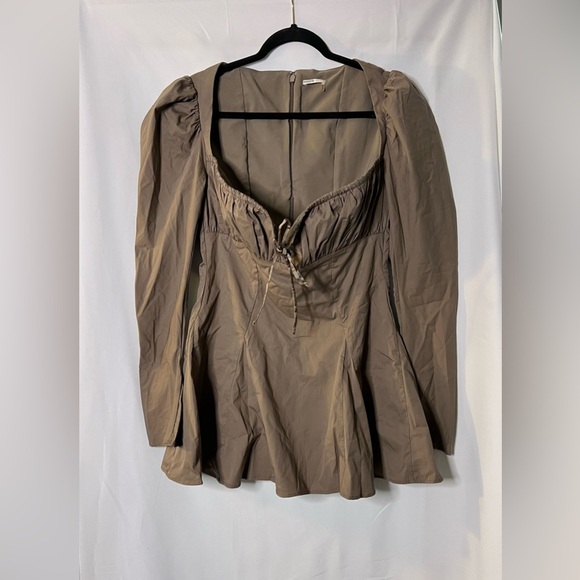 House of CB Carlina Mocha Long Sleeve Mini Dress Size Large - Picture 2 of 9